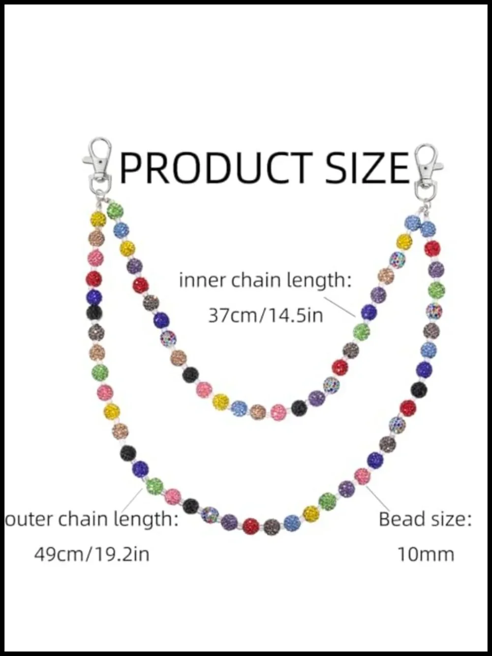 Rhinestone Pocket Chain Wallet Chain Belt Keychain with Lobster Clasp